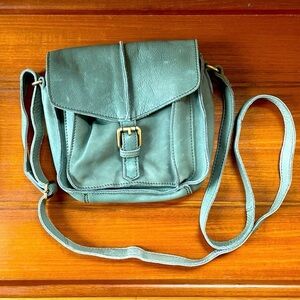 Anthropologie Cut n' Paste Green Leather Crossbody Bag NWT